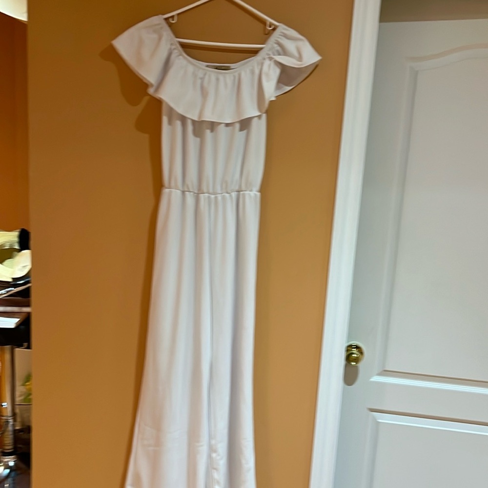 White Ruffle Jumpsuit